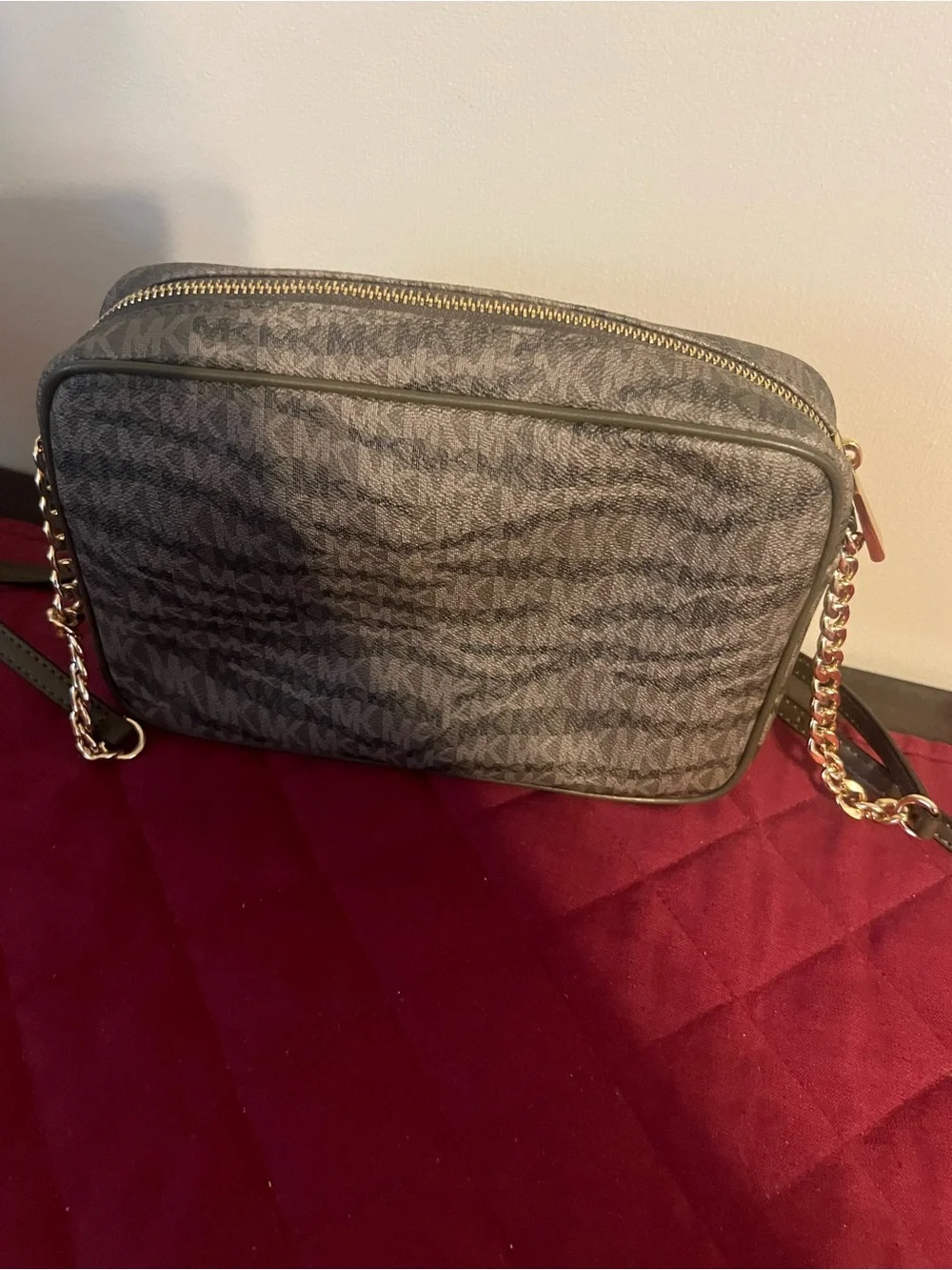 Michael Kors Gray Signature Crossbody with Gold Hardware